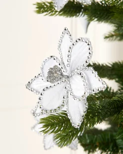 WeRChristmas Artificial White Poinsettia Flower With Clip, 3 Pack, 12 Cm