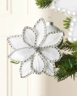 WeRChristmas Artificial White Poinsettia Flower With Clip, 3 Pack, 12 Cm