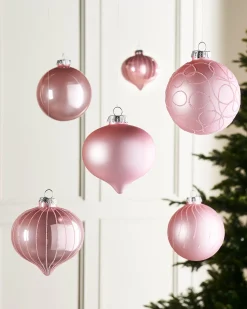 WeRChristmas Baby Pink Glass Baubles, 6 Pack, 10 Cm