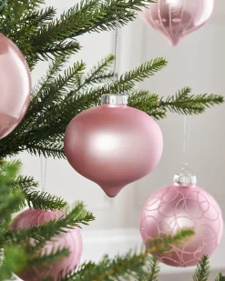 WeRChristmas Baby Pink Glass Baubles, 6 Pack, 10 Cm