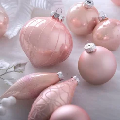 WeRChristmas Baby Pink Glass Baubles, 5 Pack, 15 Cm