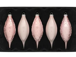 WeRChristmas Baby Pink Glass Baubles, 5 Pack, 15 Cm