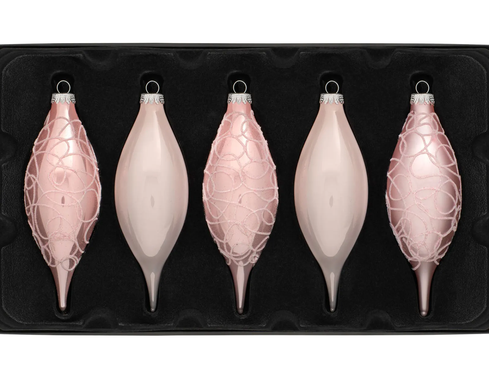 WeRChristmas Baby Pink Glass Baubles, 5 Pack, 15 Cm