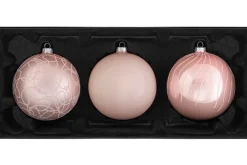 WeRChristmas Baby Pink Glass Baubles, 3 Pack, 13 Cm