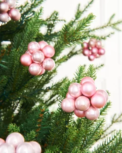 WeRChristmas Baby Pink Glass Berry Cluster Baubles, 10 Pack