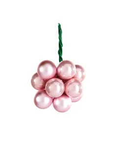 WeRChristmas Baby Pink Glass Berry Cluster Baubles, 10 Pack