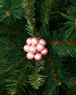WeRChristmas Baby Pink Glass Berry Cluster Baubles, 10 Pack