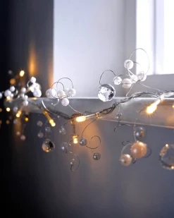 WeRChristmas Beaded Garland Light String Decoration With 20 LED Lights, 1.8m, Warm White