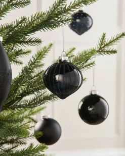 WeRChristmas Black Glass Baubles, 20 Pack