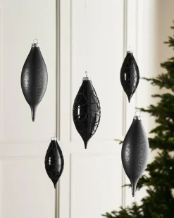 WeRChristmas Black Glass Baubles, 5 Pack, 15 Cm