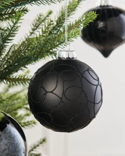 WeRChristmas Black Glass Baubles, 6 Pack, 10 Cm