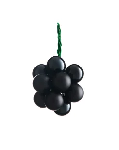 WeRChristmas Black Glass Berry Cluster Baubles, 10 Pack