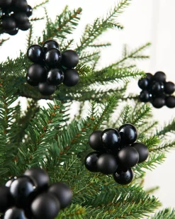 WeRChristmas Black Glass Berry Cluster Baubles, 10 Pack