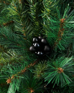 WeRChristmas Black Glass Berry Cluster Baubles, 10 Pack