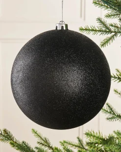 WeRChristmas Black Large Glitter Shatterproof Bauble, 20 Cm