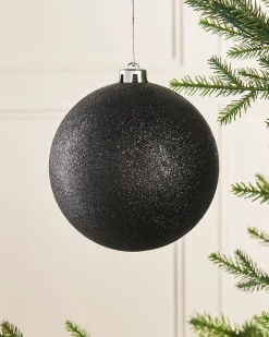 WeRChristmas Black Large Glitter Shatterproof Bauble, 15 Cm