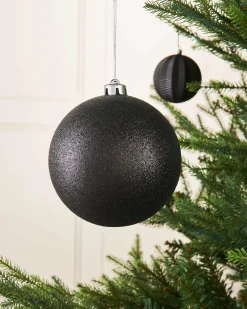 WeRChristmas Black Large Glitter Shatterproof Bauble, 15 Cm