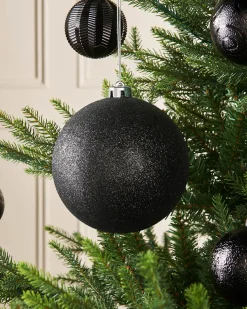 WeRChristmas Black Large Glitter Shatterproof Bauble, 15 Cm