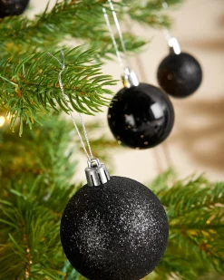 WeRChristmas Black Shatterproof Bauble, 50 Pack