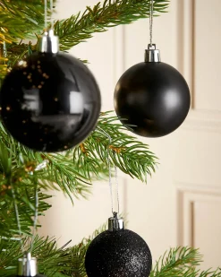 WeRChristmas Black Shatterproof Bauble, 50 Pack