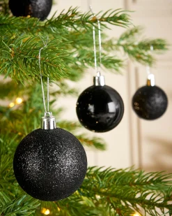 WeRChristmas Black Shatterproof Bauble, 50 Pack