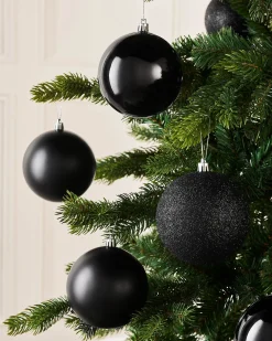 WeRChristmas Black Shatterproof Baubles, 9 Pack, 10 Cm