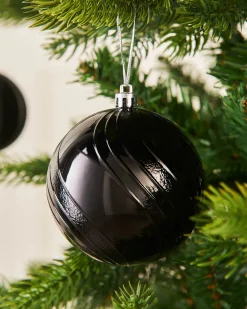 WeRChristmas Black Shatterproof Baubles, 16 Pack, 8 Cm