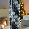 WeRChristmas Black/Silver Shatterproof Baubles, 50 Pack