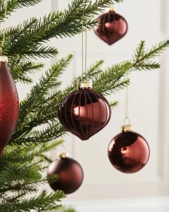 WeRChristmas Burgundy Glass Baubles, 20 Pack