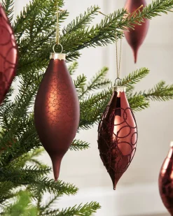 WeRChristmas Burgundy Glass Baubles, 5 Pack, 15 Cm