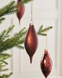 WeRChristmas Burgundy Glass Baubles, 5 Pack, 15 Cm