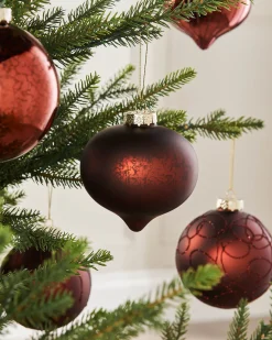 WeRChristmas Burgundy Glass Baubles, 6 Pack, 10 Cm