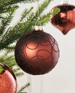 WeRChristmas Burgundy Glass Baubles, 6 Pack, 10 Cm
