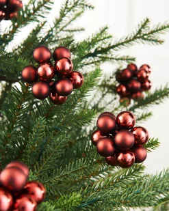 WeRChristmas Burgundy Glass Berry Cluster Baubles, 10 Pack