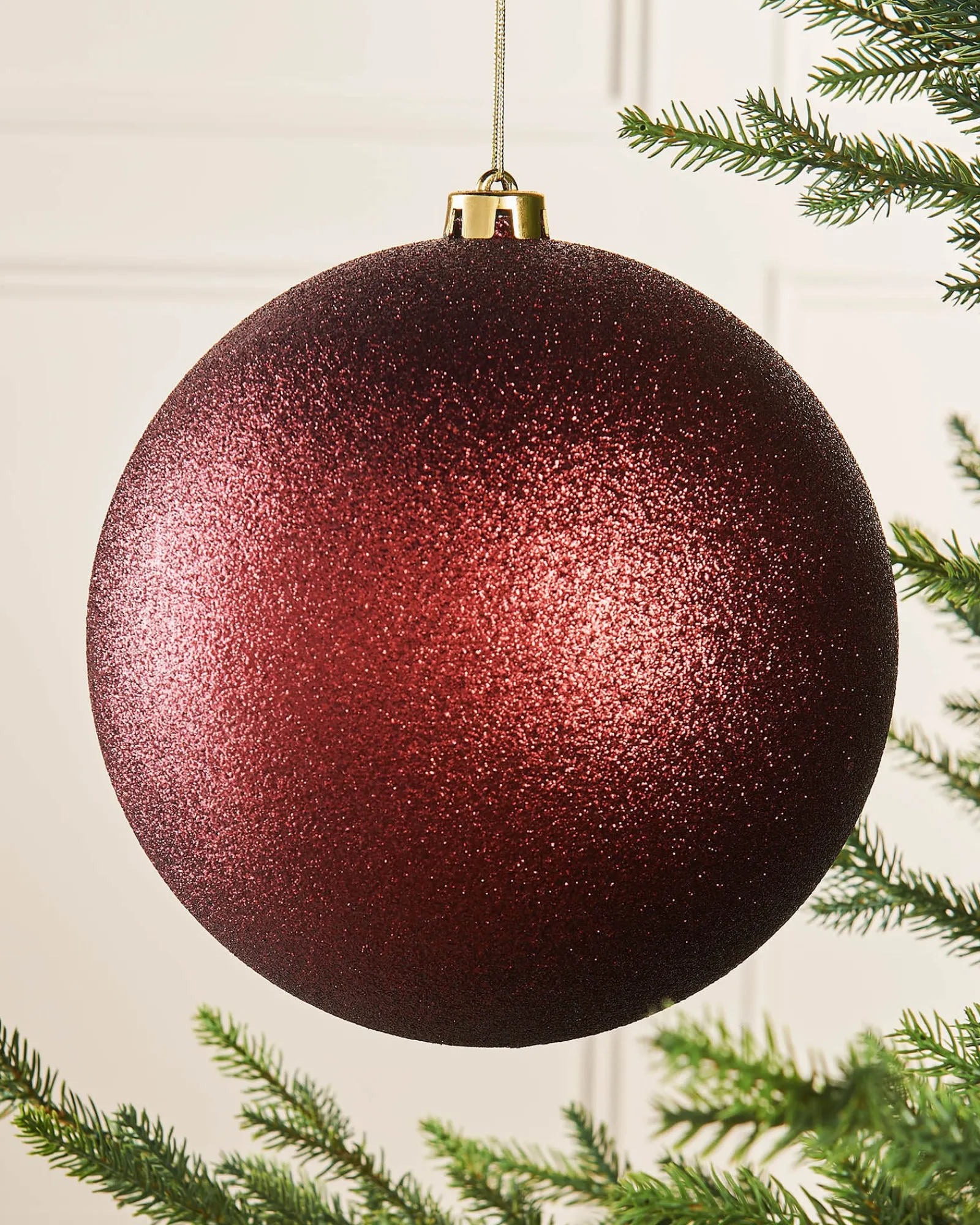 WeRChristmas Burgundy Large Glitter Shatterproof Bauble, 20 Cm