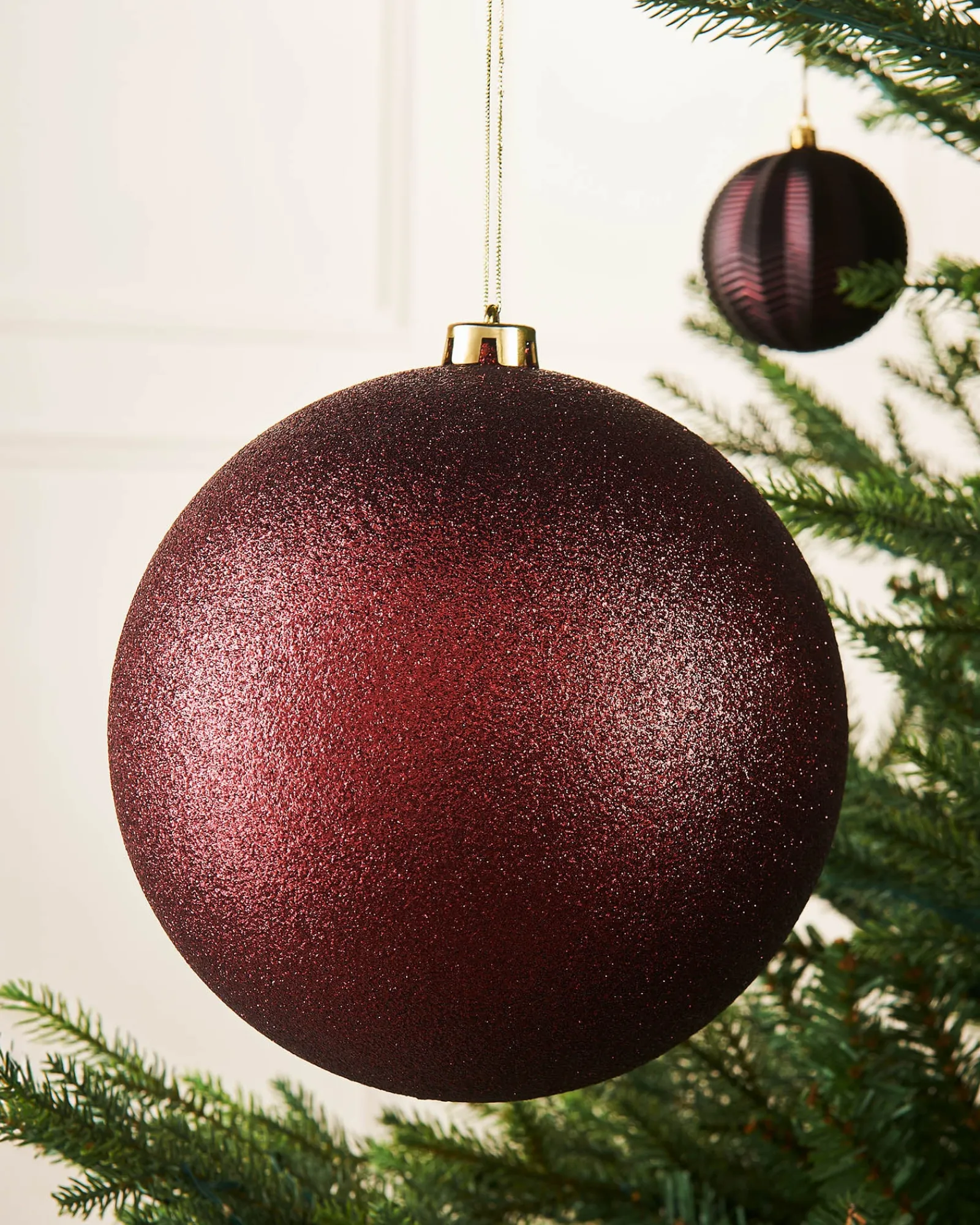WeRChristmas Burgundy Large Glitter Shatterproof Bauble, 20 Cm