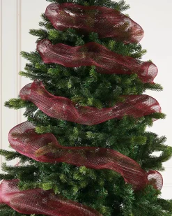 WeRChristmas Burgundy Mesh With Red Foil, 9 M