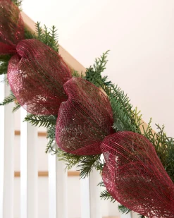 WeRChristmas Burgundy Mesh With Red Foil, 9 M