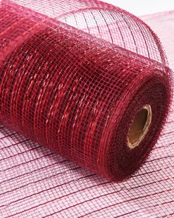 WeRChristmas Burgundy Mesh With Red Foil, 9 M