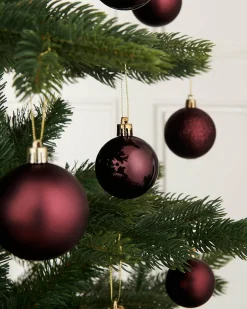 WeRChristmas Burgundy Shatterproof Bauble, 50 Pack