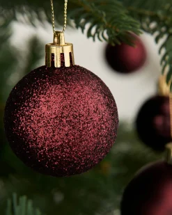 WeRChristmas Burgundy Shatterproof Bauble, 50 Pack