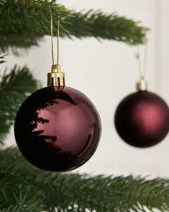 WeRChristmas Burgundy Shatterproof Bauble, 50 Pack