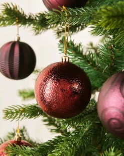 WeRChristmas Burgundy Shatterproof Baubles, 16 Pack, 8 Cm