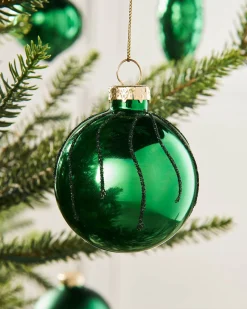 WeRChristmas Christmas Green Glass Baubles, 20 Pack