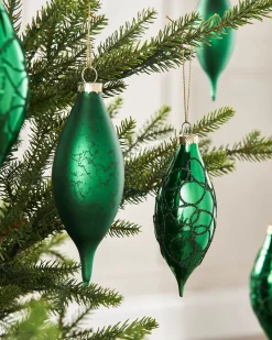 WeRChristmas Christmas Green Glass Baubles, 5 Pack, 15 Cm