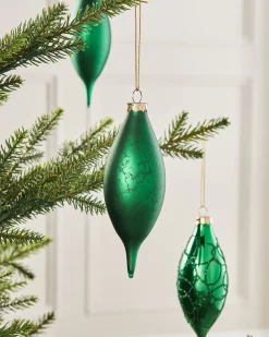 WeRChristmas Christmas Green Glass Baubles, 5 Pack, 15 Cm