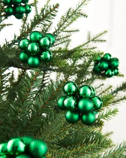 WeRChristmas Christmas Green Glass Berry Cluster Baubles, 10 Pack