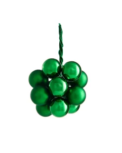 WeRChristmas Christmas Green Glass Berry Cluster Baubles, 10 Pack
