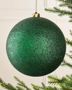 WeRChristmas Christmas Green Large Glitter Shatterproof Bauble, 20 Cm
