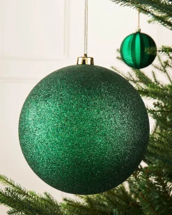 WeRChristmas Christmas Green Large Glitter Shatterproof Bauble, 20 Cm
